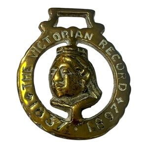 Antique 1897 “The Victorian Record” Brass Horse Brass – Queen Victoria Jubilee